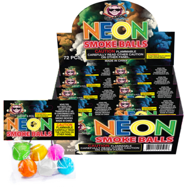 SMOKE - NEON SMOKE BALLS - 6 PACK