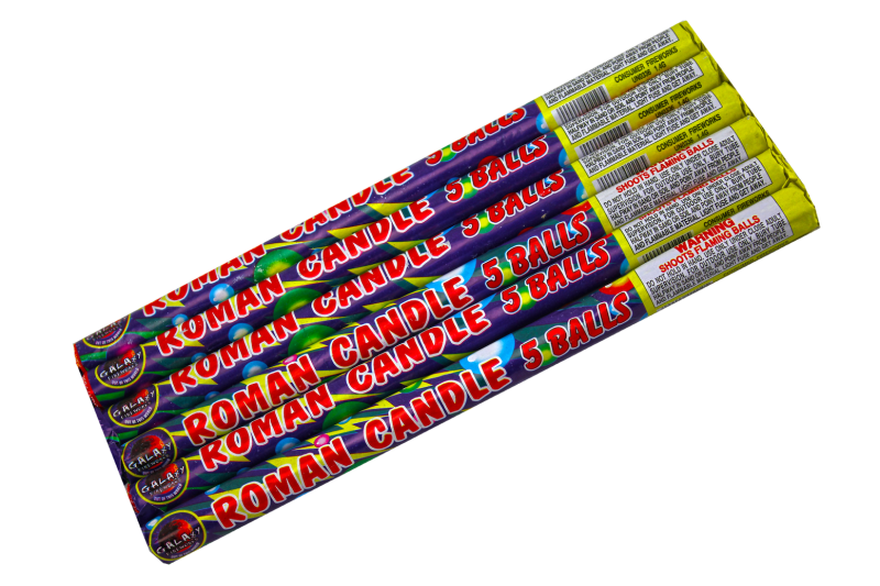 ROMAN CANDLE - 5 BALL EXPLODING - 4 PACK
